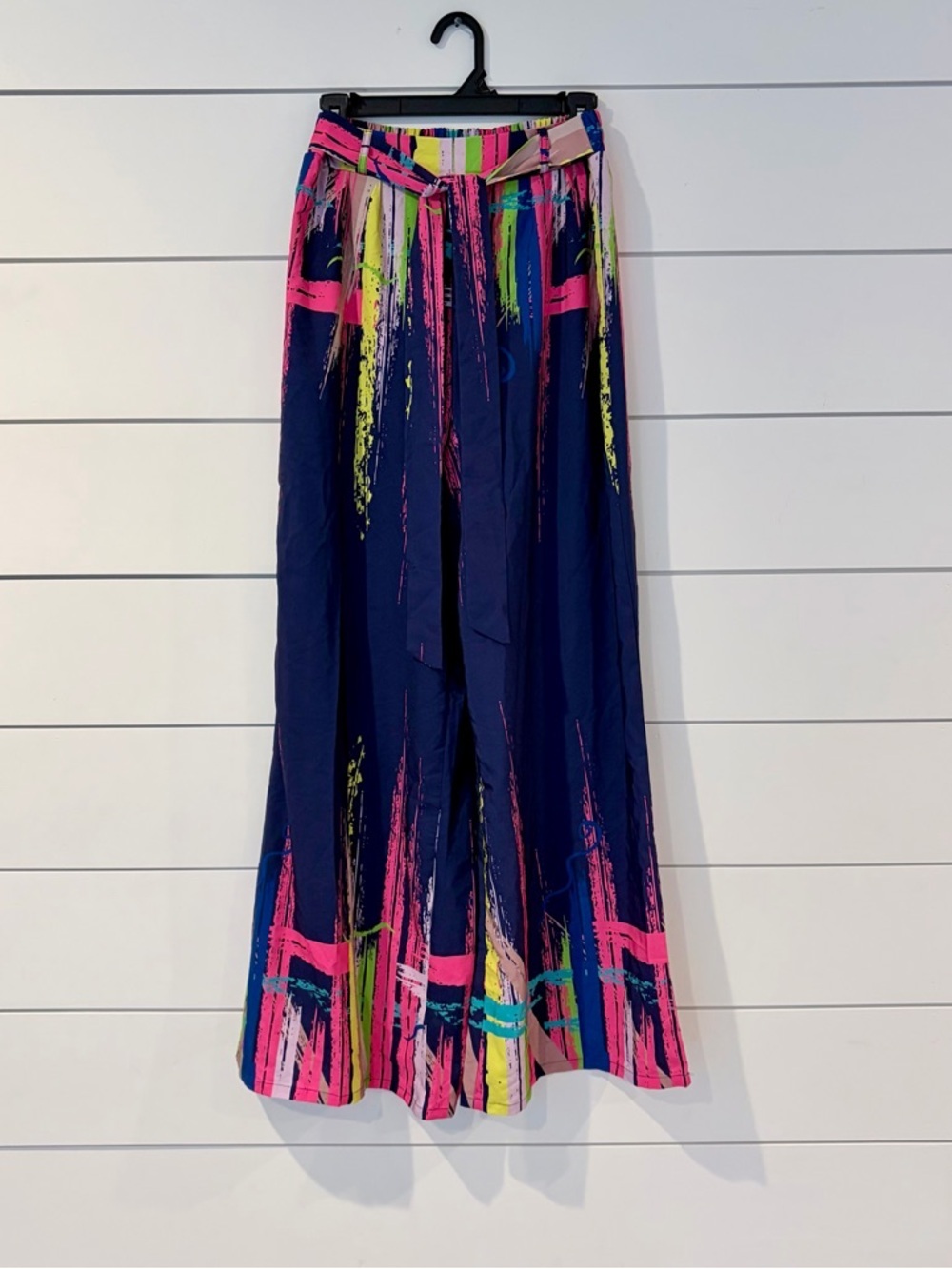 90s Vintage Abstract Wide Leg Pants Neon Art Core Festival Retro Medium